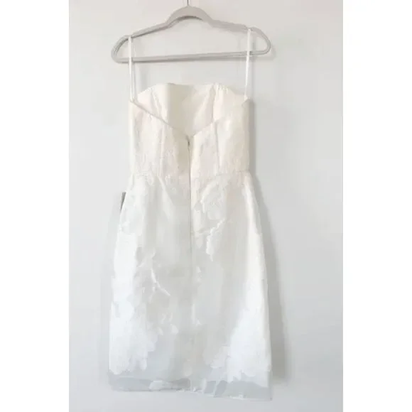 NWT Amsale Strapless Rose fil-coupe White Pencil Dress BRIDAL - 4, 6, 8, 10, 12 - Picture 6 of 10